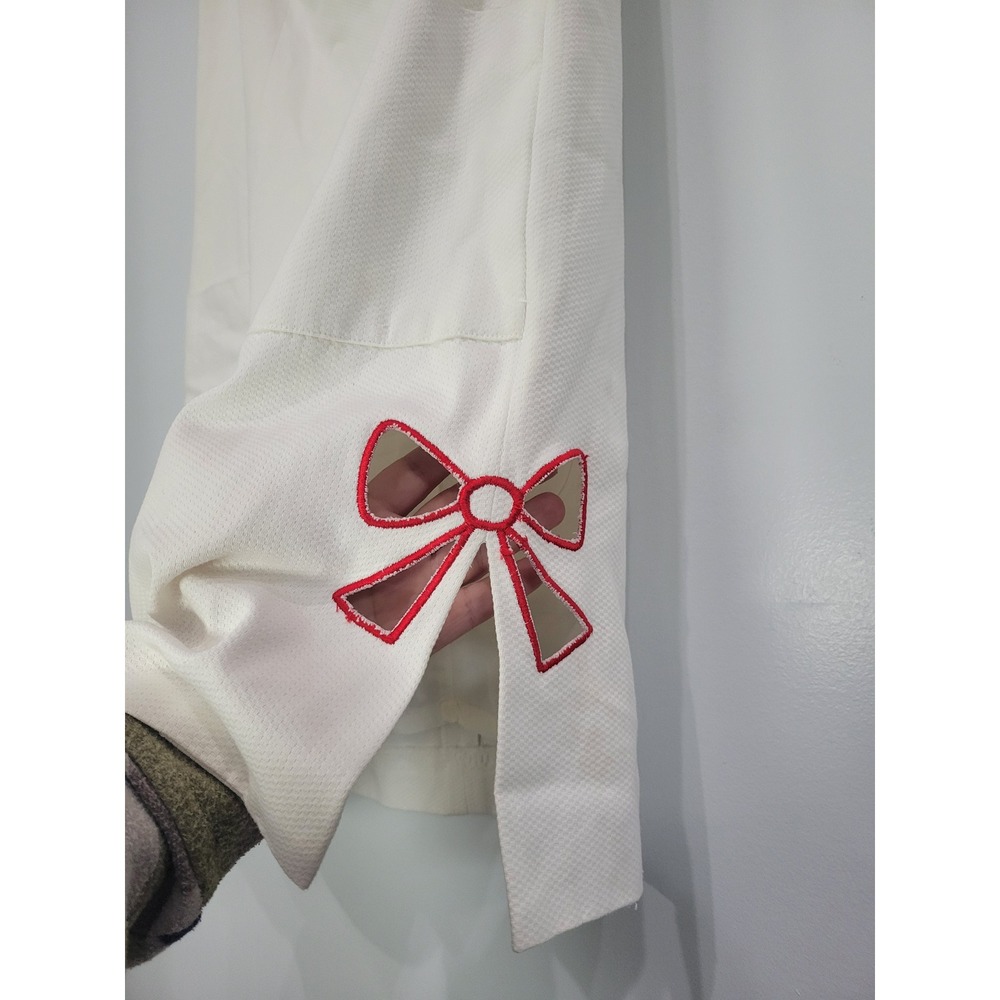 Lilly Pulitzer White Tag Cotton Pique Shift Dress Red Trim Bow Cutouts Womens 12 - Picture 4 of 10